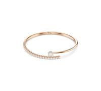 Swarovski Pulsera rígida Matrix, corte redondo, blanco, acabado oro rosa de 18 quilates