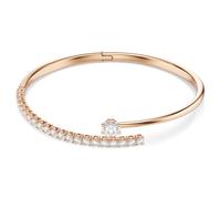 Swarovski Pulsera rígida Matrix, corte redondo, blanco, acabado oro rosa de 18 quilates