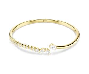 Swarovski Pulsera rígida Mesmera, corte mixto, blanco, acabado oro 18 K