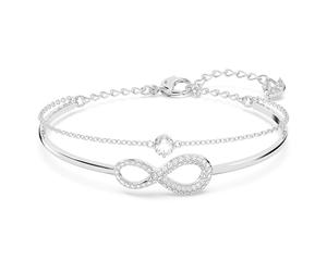 Swarovski Pulsera Swa Infinity para Mujer, Con Baño de Rodio, Símbolo de Infinito, Cristales Blancos, Colección Swarovski Swa Infinity
