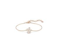 Swarovski Pulsera Swan, cisne blanca, baño tono oro rosa, tallas mixtas