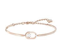 Swarovski Pulsera Sparkling Dance Oval – Piedra central blanca redonda y pavé – Baño tono oro rosa