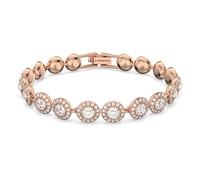 Swarovski pulsera angelic, talla redonda, blanca, baño tono rosa