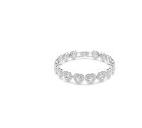 Swarovski Pulsera de tenis, cortes mixtos, corazón, blanco, acabado de rodio, M