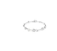 Swarovski Pulsera Tennis Constella Crystal Pearl, Tallas redondas, Blanca, Baño de rodio