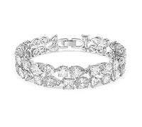Swarovski Pulsera Tennis Deluxe Flexible para Mujer, Cristales Blancos Chapados en Rodio, de la Colección Tennis Dlx de Swarovski