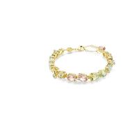Swarovski Pulsera Tennis Gema, Tallas mixtas, Multicolor, Baño tono oro