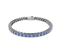 Swarovski Pulsera Tennis Matrix, Corte Redondo, Azul, Chapado en rutenio, M, Cristal, Sin Piedra Preciosa