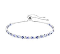 Swarovski Pulsera Tennis Matrix, Pulsera con un Diseño de Hilera Zirconias Azul Intenso y Transparentes, Tallas redondas combinadas, Baño en Tono Rodio, Azul