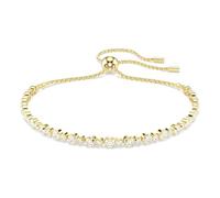 Swarovski Pulsera Tennis Matrix, Pulsera con un Diseño de Hilera Zirconias Transparentes, Tallas redondas combinadas, Baño en Tono Oro, Blanca