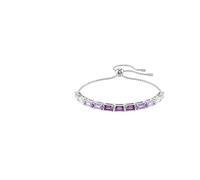 Swarovski Pulsera Tennis Matrix, Talla baguette, Morada, Baño de rodio