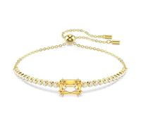 Swarovski Pulsera Tennis Matrix, Zirconia Transparentes en Talla Baguette, Tallas Mixtas, Cristal Color Caramelo, Colección Matrix Tennis, Baño en Tono Oro, Marrón