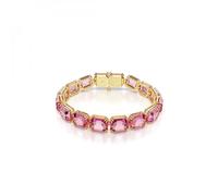 Swarovski Pulsera Tennis Millenia, Talla octogonal, Rosa, Baño tono oro