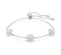 Swarovski Pulsera Una Angelic, Cadena Bañada en Rodio que Presenta un Mecanismo Deslizante para un Ajuste Fácilmente Adaptable y está Adornada con Tres Motivos de Doble Cara, Baño de rodio, Blanco