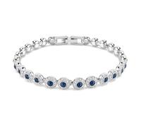 Swarovski Pulsera Una Angelic, con Hilera de Cristales Azules en Talla Redonda y Pavé Transparente, Colección Una Angelic, Baño en Rodio, Azul