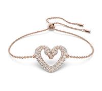 Swarovski Pulsera Una para Mujer, Simbolo de Cisnes, Con Baño en Tono Oro Rosa, Cristales Blancos, Colección Swarovski Una