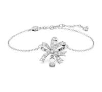 Swarovski Pulsera Volta, Lazo, Blanca, Baño de rodio