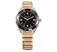 Swarovski Reloj 37mm, Fabricado en Suiza, Brazalete de metal, Negro, Acabado tono oro rosa