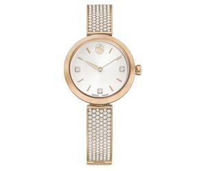 Swarovski Reloj analógico Illumina de acero inoxidable para mujer, fabricado en Suiza, pulsera de metal, tono oro rosa, acabado en tono oro rosa 5671202, Tono oro rosa, Moderno