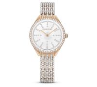 Swarovski Reloj Attract, Fabricado en Suiza, Brazalete de metal, Blanco, Acabado tono oro rosa