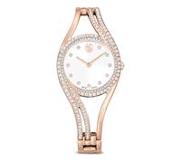Swarovski Reloj con Brazalete Hyperbola, Fabricado en Suiza, Caja de Acero Inoxidable en Tono Oro Rosa con Bisel y Pulseras con 176 Cristales Transparentes en Tallas Princesa y Redonda, Blanco