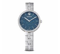 Swarovski Reloj Cosmopolitan Fabricado en Suiza, Pulsera de Metal, Tono Plateado, Azul, Acero Inoxidable