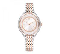 Reloj Crystalline aura, Fabricado en Suiza, Brazalete de metal, Tono oro rosa, Combinación de acabados metálicos OS