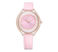 Swarovski Reloj Crystalline Aura, Fabricado en Suiza, Correa de Piel, Rosa, Acabado Tono Oro Rosa