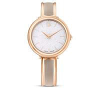 Swarovski Reloj Crystalline Bangle, fabricado en Suiza, brazalete metal, cristales, oro rosa, beige