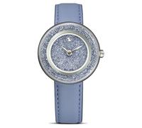 Swarovski Reloj Crystalline Lustre, Fabricado en Suiza, Correa de Piel, Azul, Acero Inoxidable