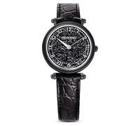 Reloj Crystalline Wonder, Fabricado en Suiza, Correa de piel, Negro, Acabado negro