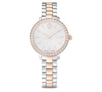 Swarovski Reloj, Fabricado en Suiza, Brazalete de Metal, Tono Plateado, Acabado Tono Oro Rosa
