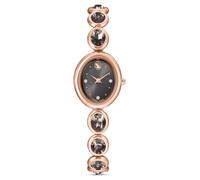 Swarovski Reloj Imber ovalado, Fabricado en Suiza, Pulsera de metal, Negro, Acabado en tono oro rosa