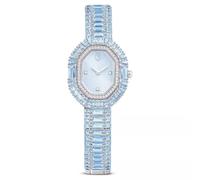 Swarovski Reloj Matrix octagon, Corte baguette, Pulsera de metal, Azul, Acero inoxidable