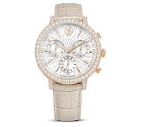 Swarovski Reloj Matrix Tennis Chrono, Fabricación Suiza, Correa de Piel de Becerro Italiana, Colección Matrix, Mecanismo de Cuarzo, Cierre en Hebilla, Acabado en Tono Oro Rosa, Beige