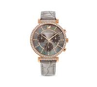 Swarovski Reloj Passage Chrono, Correa de Piel, Gris, Pvd Tono Oro Rosa