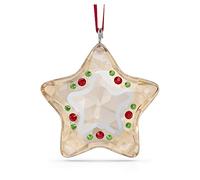 Swarovski 's Holiday Cheers Adorno Colgante en Forma de Estrella, Tono Dorado, Cristales Blancos, Rojos y Verdes, Parte de la colección Holiday Cheers