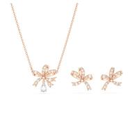 Swarovski Set Volta, Collar y Pendientes con Lazo Blanco, Chapado en Oro Rosa, de la Colección Volta de Swarovski