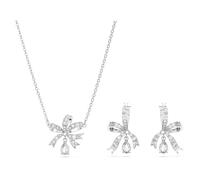 Swarovski Set Volta, Collar y Pendientes con Lazo Blanco, en Metal Rodiado, de la Colección Volta de Swarovski