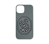 Swarovski Signum - Funda para iPhone 14 con cristales plateados, fondo negro y diseño de cisne Swarovski, parte de la colección Swarovski Signum