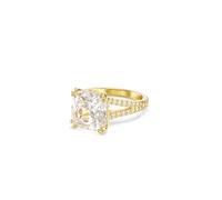 Swarovski Stilla - Anillo de cóctel chapado en oro de corte cuadrado, talla 15, color blanco, Circonia cúbica, Zirconia cúbica