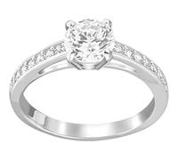 Swarovski Stilla Attract Colección anillo, talla redonda, pavé, blanco, chapado en rodio