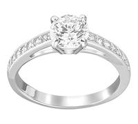 Swarovski Stilla Attract Colección anillo, talla redonda, pavé, blanco, chapado en rodio