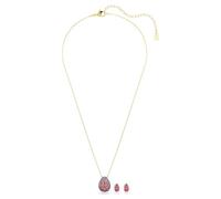 Swarovski Sublima - Juego de pendientes y collar con colgante, juego (2), corte pear, rojo, acabado en oro de 18 quilates