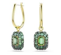 Swarovski Sublima Pendientes Colgantes, Talla Octagonal, Verde, Acabado En Oro De 18 Quilates