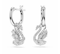 Swarovski Swan Pendientes Colgantes, Tallas Mixtas, Cisne, Blanco, Baño De Rodio