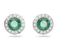 Swarovski Una Angelic 5646714 - Pendientes de tuerca de corte redondo, color verde, chapados en rodio, talla única, Chapado en rodio, Crystal