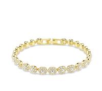 Swarovski Pulsera Una Angelic, Talla redonda, Blanca, Baño tono oro