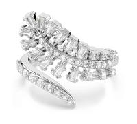 Swarovski Vienna Anillo Abierto, Tallas Mixtas, Pluma, Blanco, Baño De Rodio