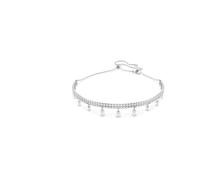Swarovski x Ariana Grande Gargantilla, Dos Hileras de Cupchain Zirconia Transparentes en Talla Redonda Engastadas, con Crystal Pearls como Toque Final, Baño de rodio, Blanca
